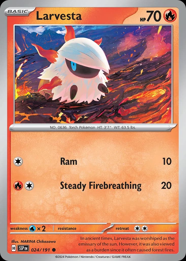 Surging Sparks Larvesta card front, 24/191
