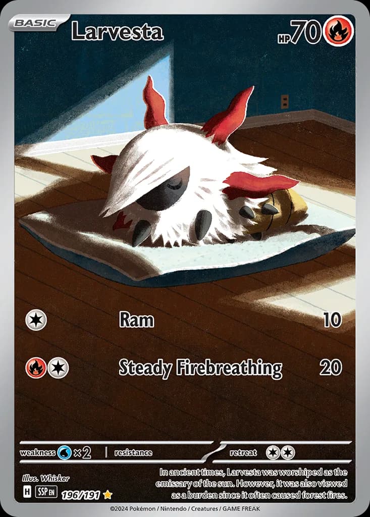 Surging Sparks Larvesta card front, 196/191