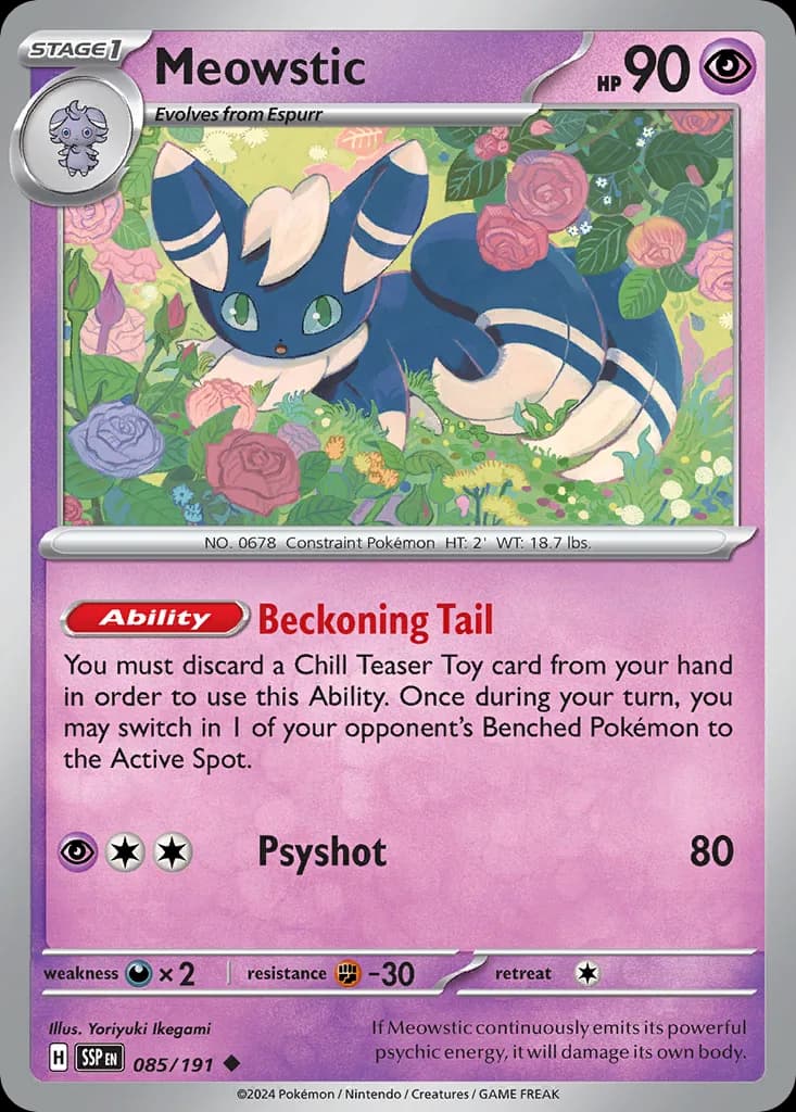 Surging Sparks Meowstic card front, 85/191