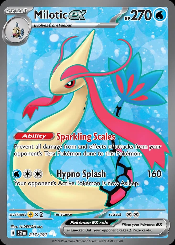 Milotic ex card front, Surging Sparks 217/191