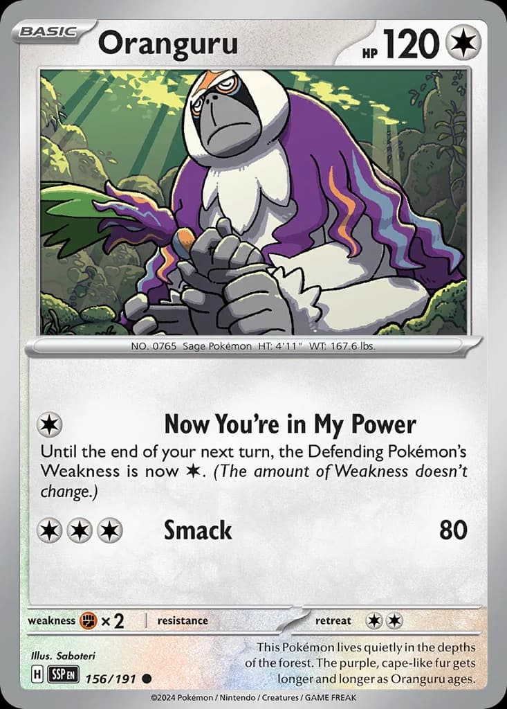 Surging Sparks Oranguru card front, 156/191