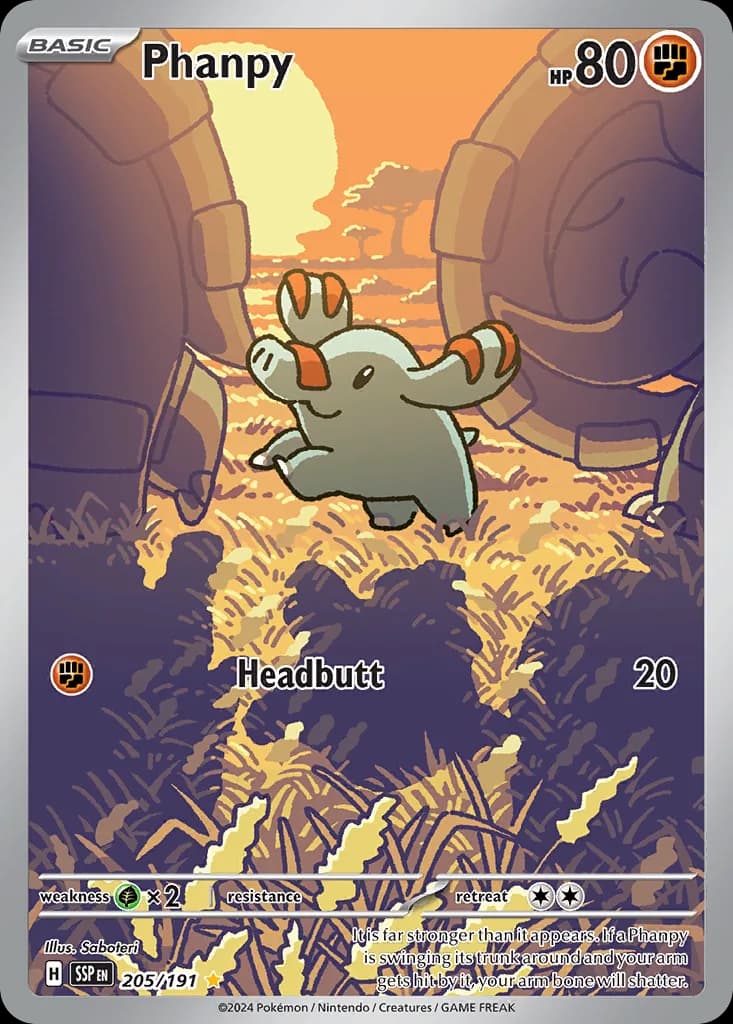 Surging Sparks Phanpy card front, 205/191