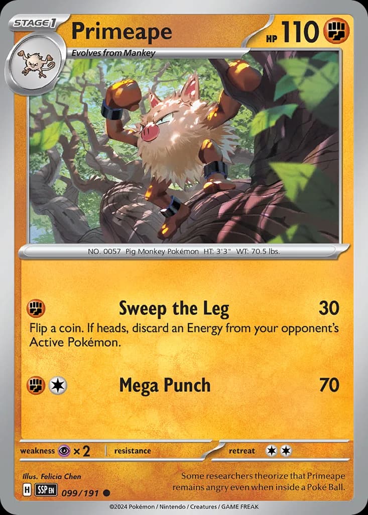 Surging Sparks Primeape card front, 99/191