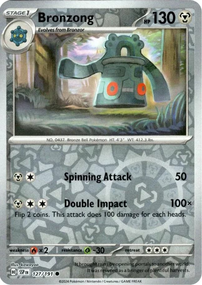 Bronzong reverse holo card front, Surging Sparks 127/191