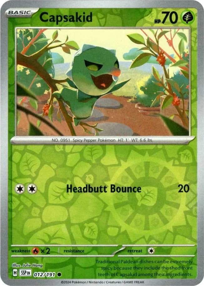 Capsakid reverse holo card front, Surging Sparks 12/191
