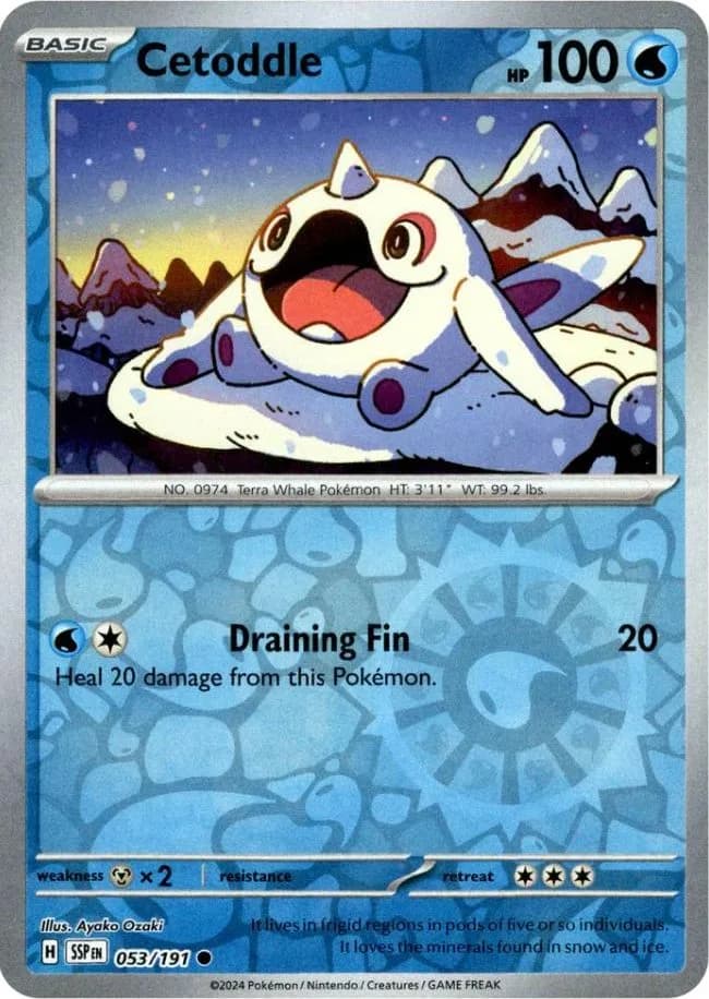 Cetoddle reverse holo card front, Surging Sparks 53/191