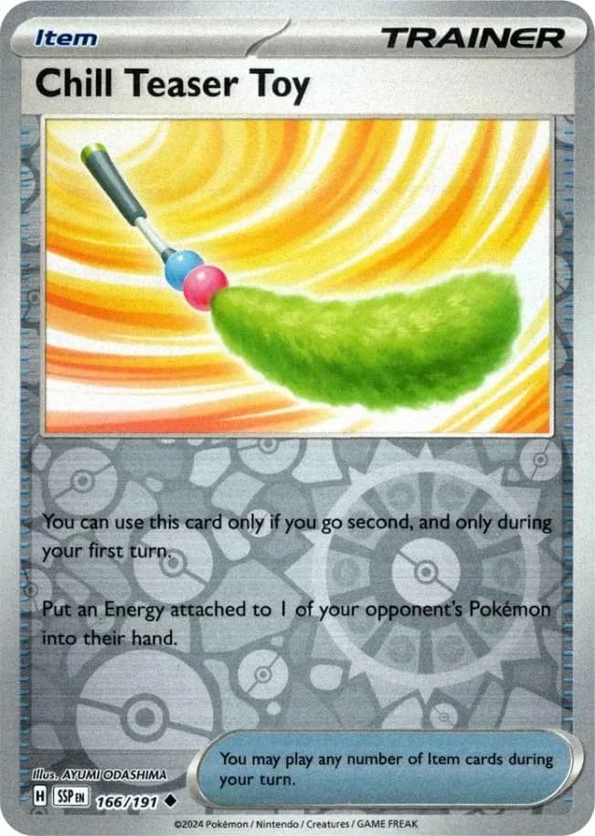 Chill Teaser Toy reverse holo card front, Surging Sparks 166/191