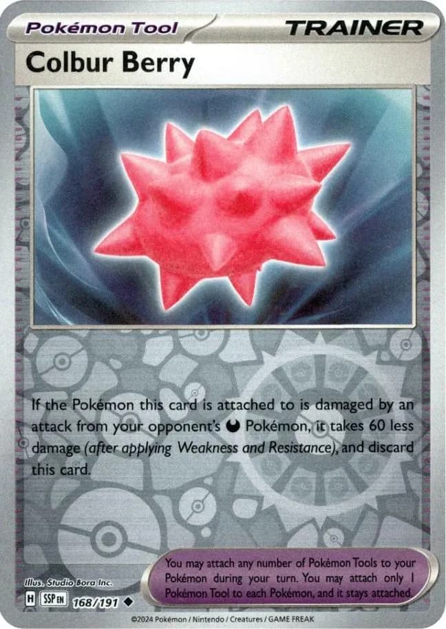 Colbur Berry reverse holo card front, Surging Sparks 168/191