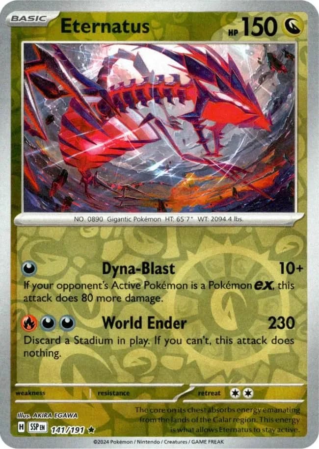 Eternatus reverse holo card front, Surging Sparks 141/191