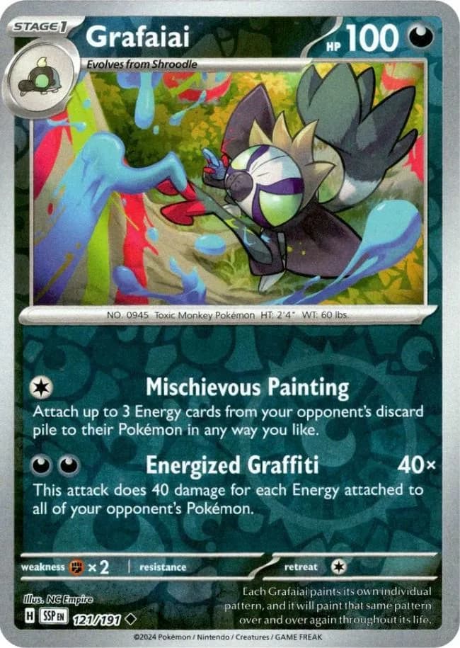 Grafaiai reverse holo card front, Surging Sparks 121/191