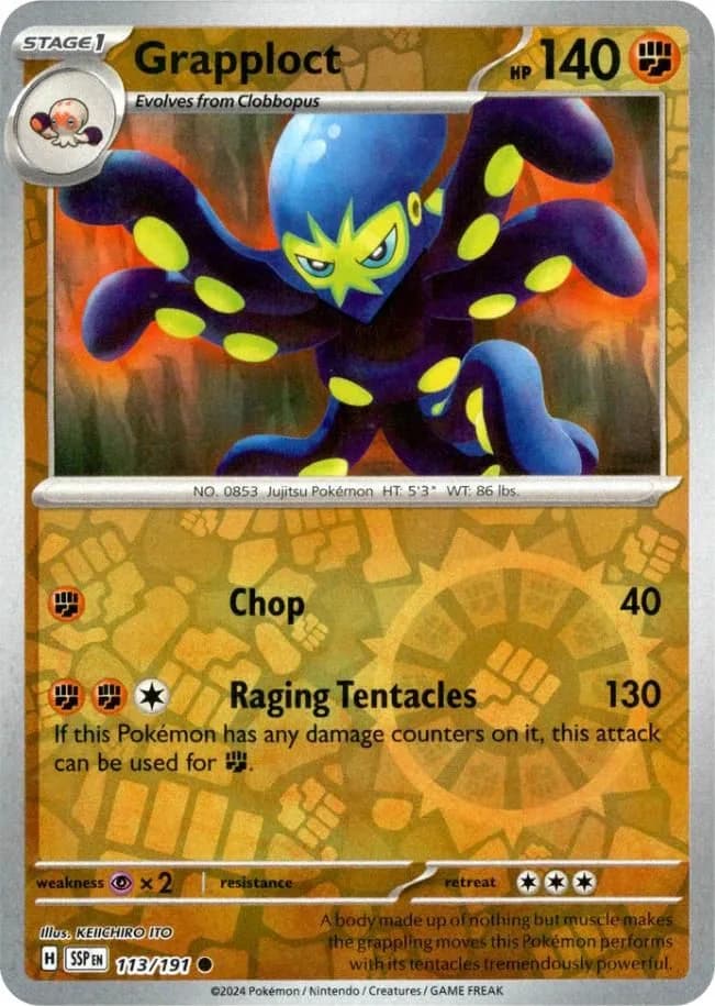 Grapploct reverse holo card front, Surging Sparks 113/191