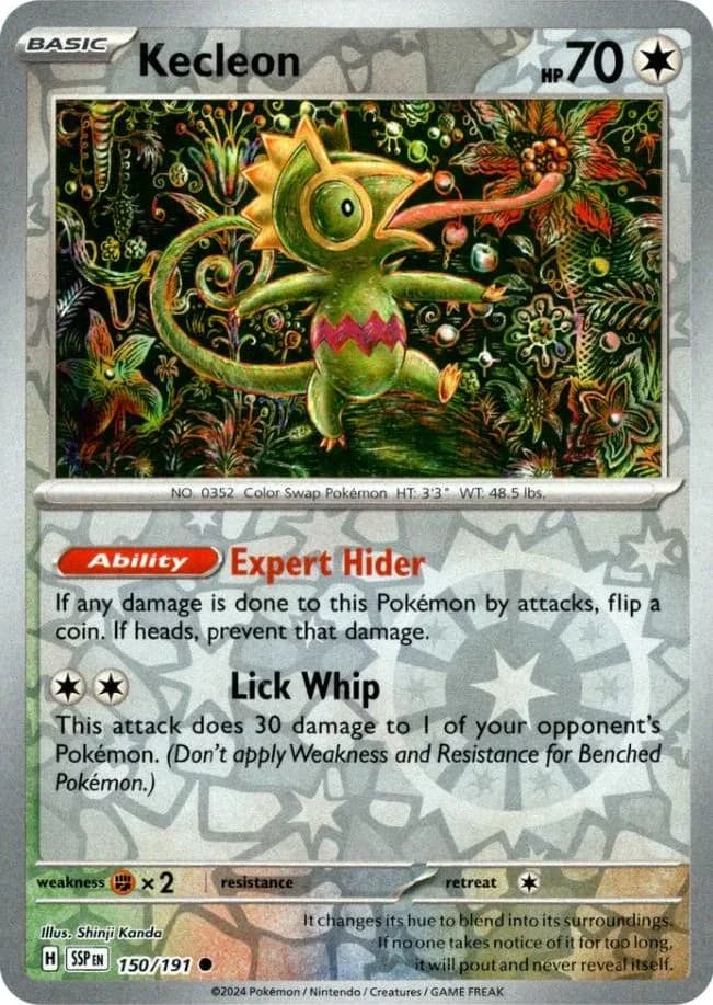Kecleon reverse holo card front, Surging Sparks 150/191