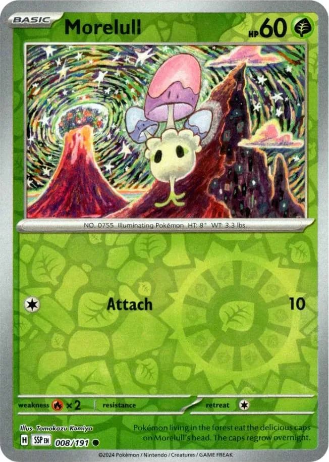Morelull reverse holo card front, Surging Sparks 8/191