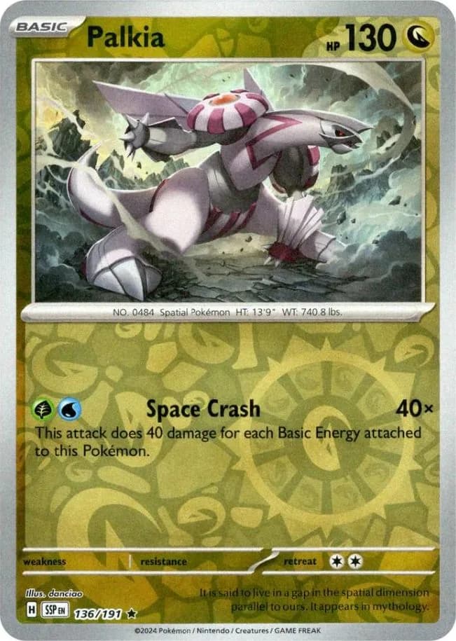 Palkia reverse holo card front, Surging Sparks 136/191