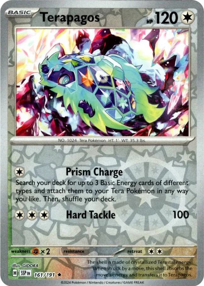 Terapagos reverse holo card front, Surging Sparks 161/191