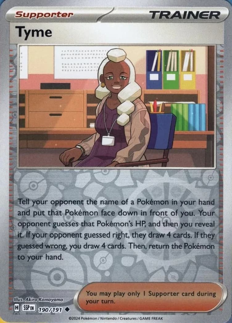 Tyme reverse holo card front, Surging Sparks 190/191