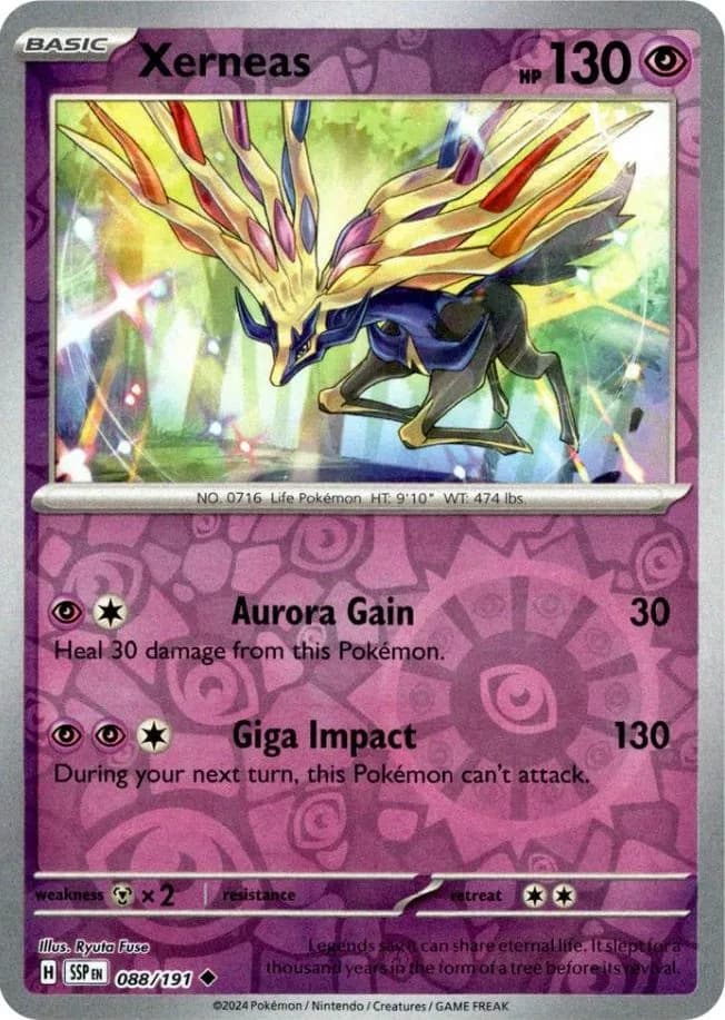 Xerneas reverse holo card front, Surging Sparks 88/191