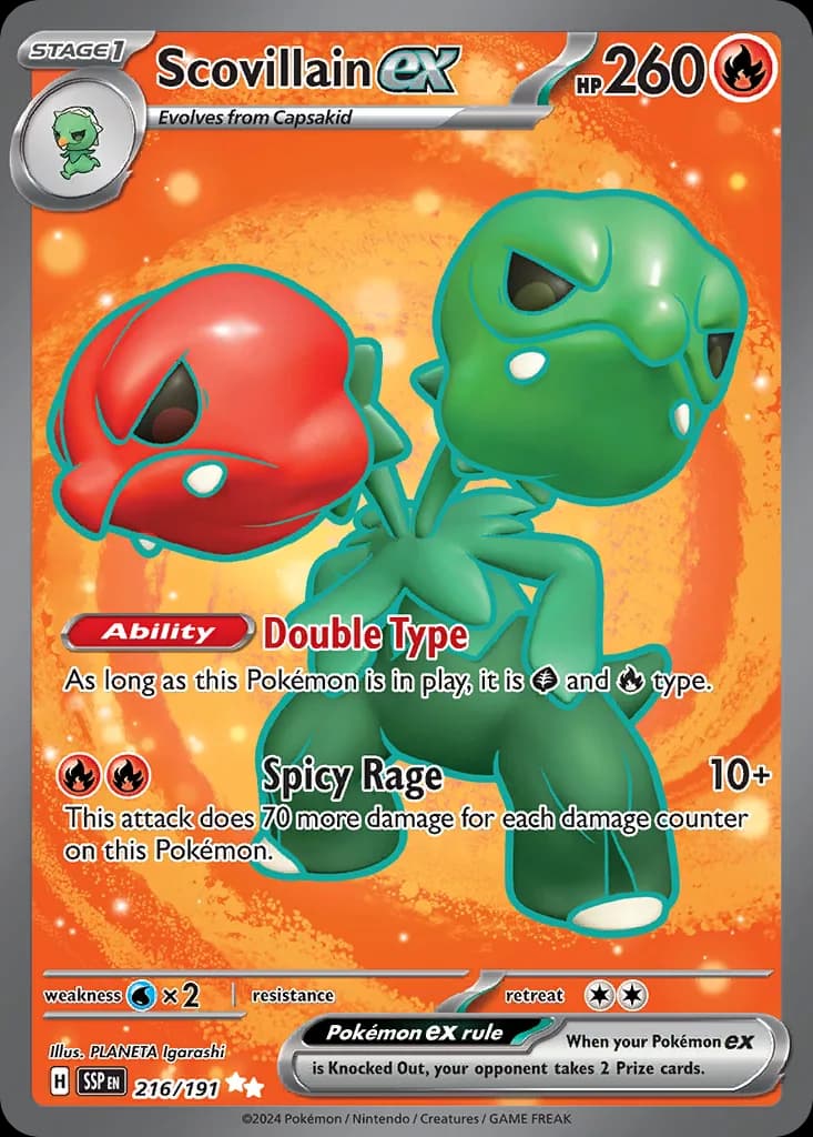 Surging Sparks Scovillain ex card front, 216/191