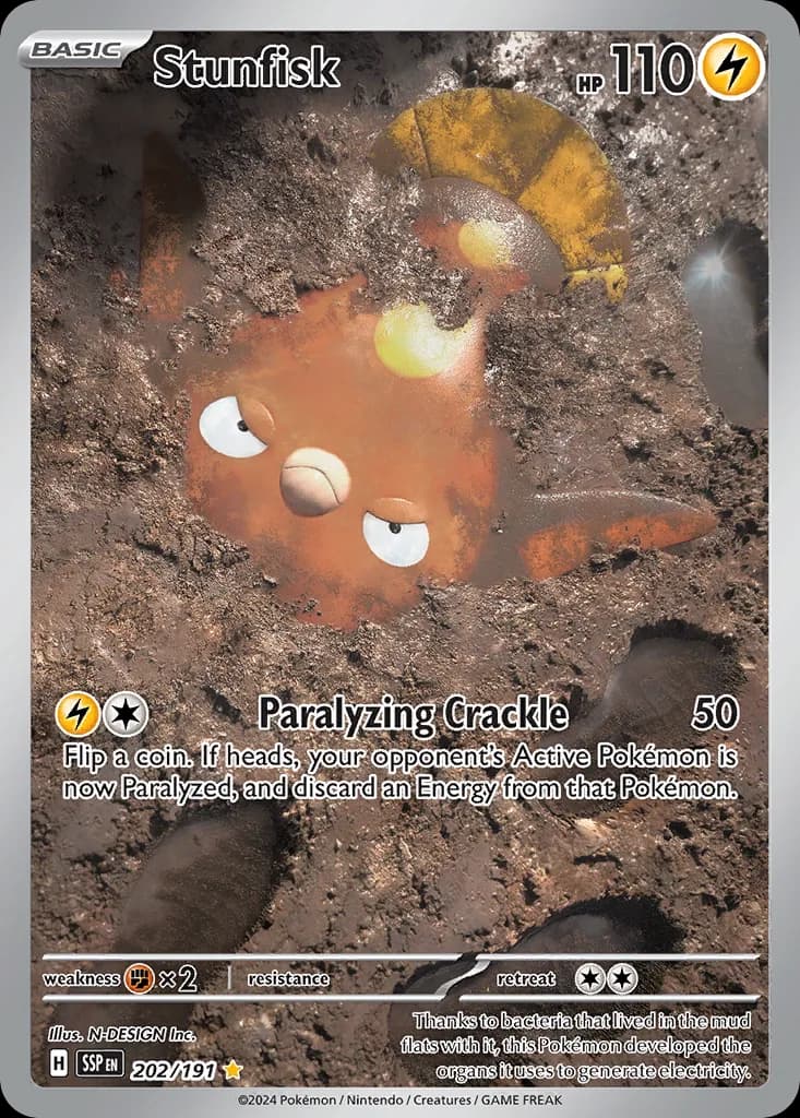 Surging Sparks Stunfisk card front, 202/191