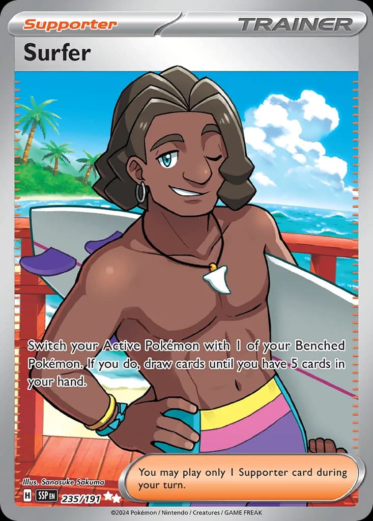 Surging Sparks Surfer card front, 235/191