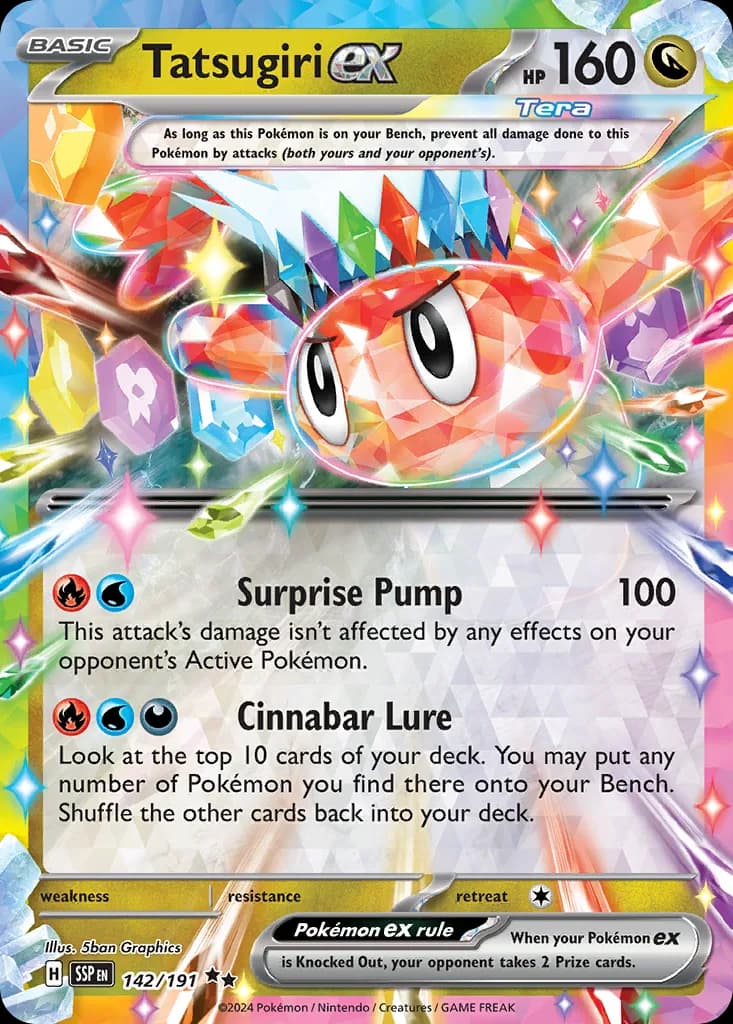 Surging Sparks Tatsugiri ex card front, 142/191