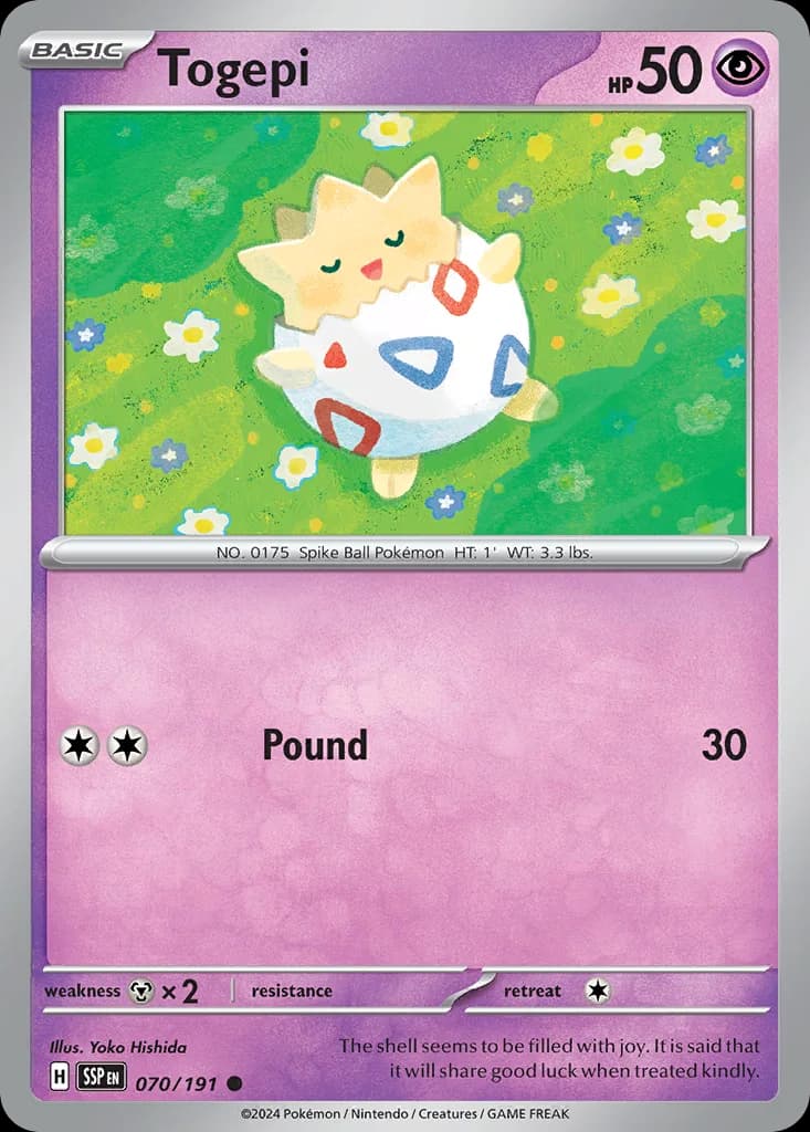 Togepi card front, Surging Sparks 70/191