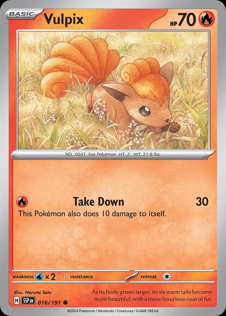 Vulpix card front, Surging Sparks 16/191