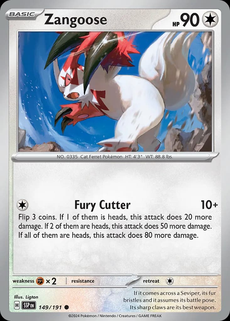 Surging Sparks Zangoose card front, 149/191