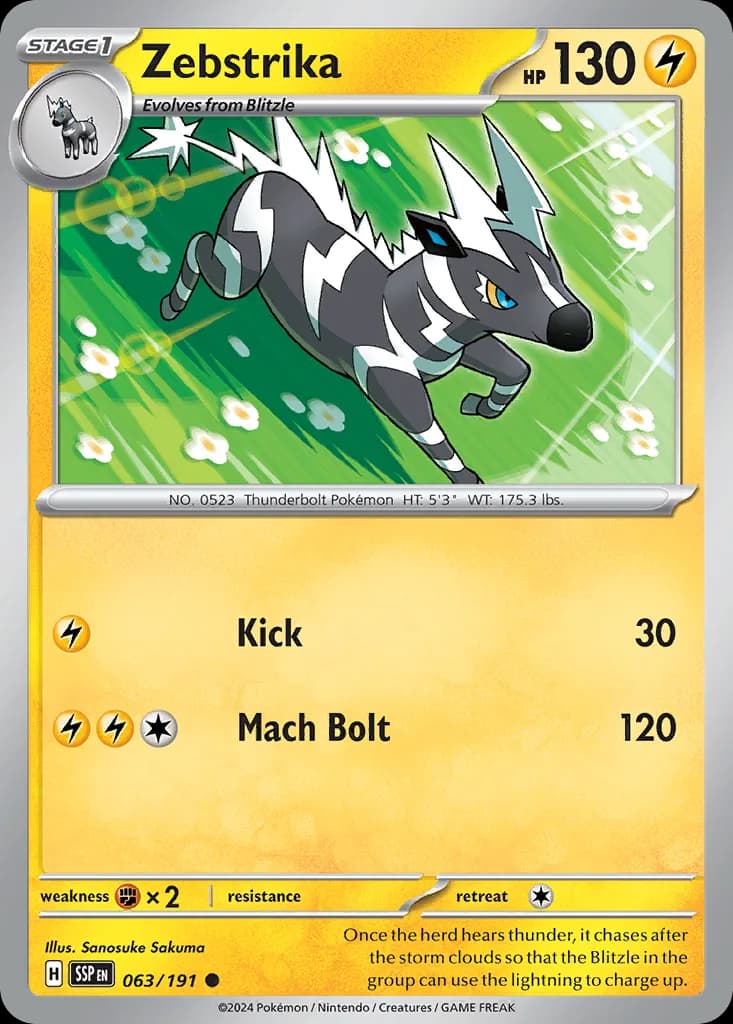 Surging Sparks Zebstrika card front, 63/191