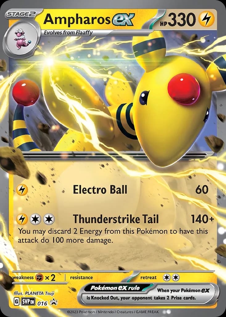 Ampharos ex card front, Scarlet & Violet Black Star Promos 016