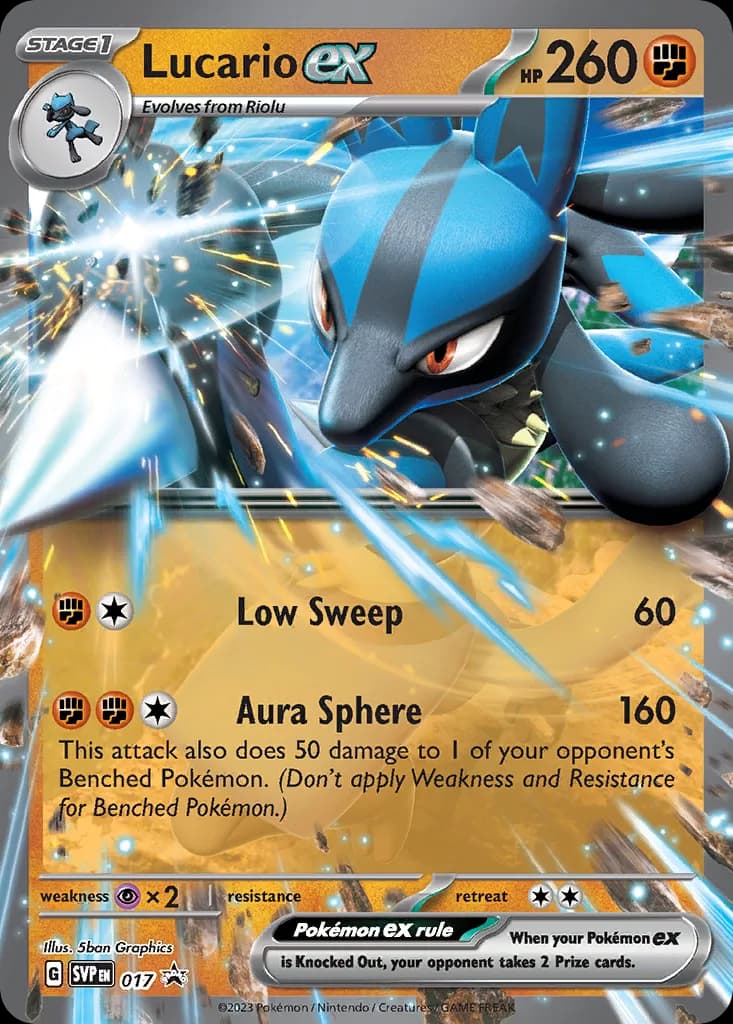 Lucario ex card front, Scarlet & Violet Black Star Promos 017