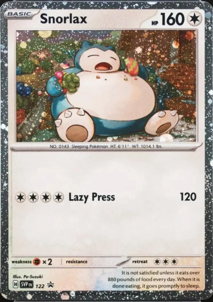 Snorlax holo card front, Scarlet & Violet Black Star Promos 122