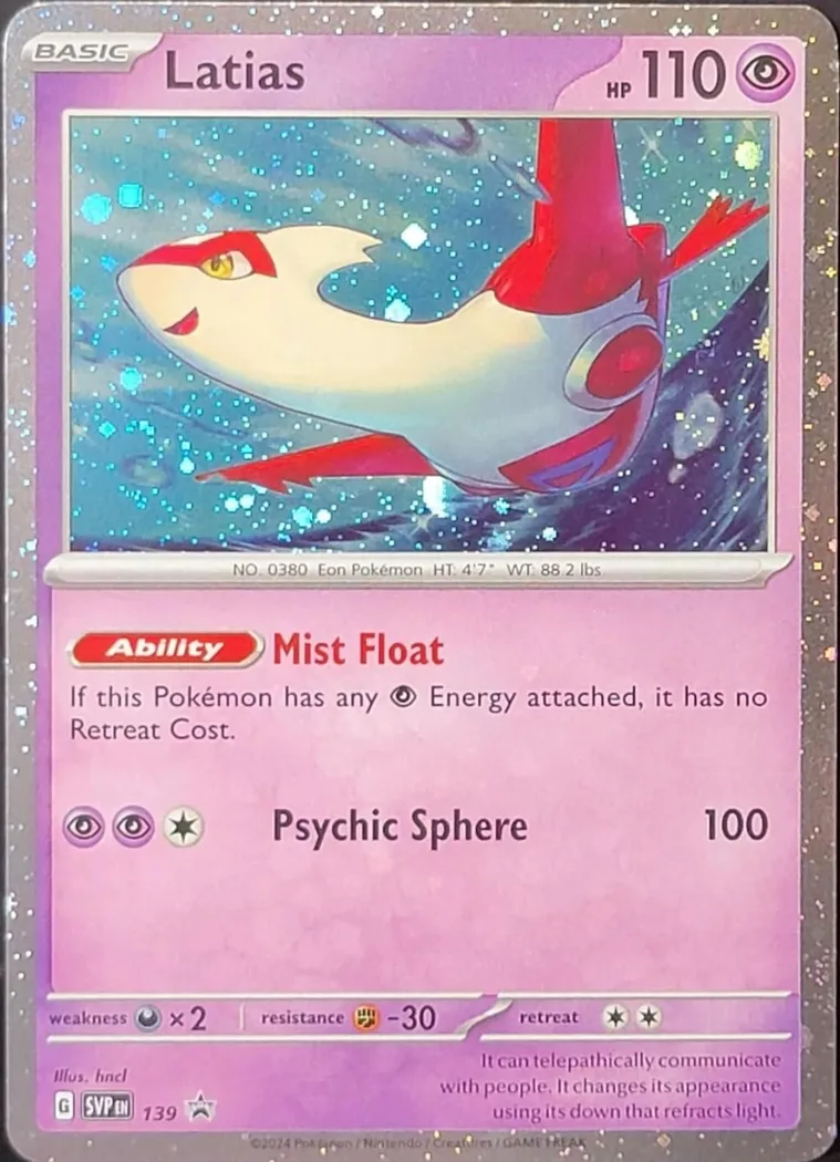 Latias holo card front, Scarlet & Violet Black Star Promos 139