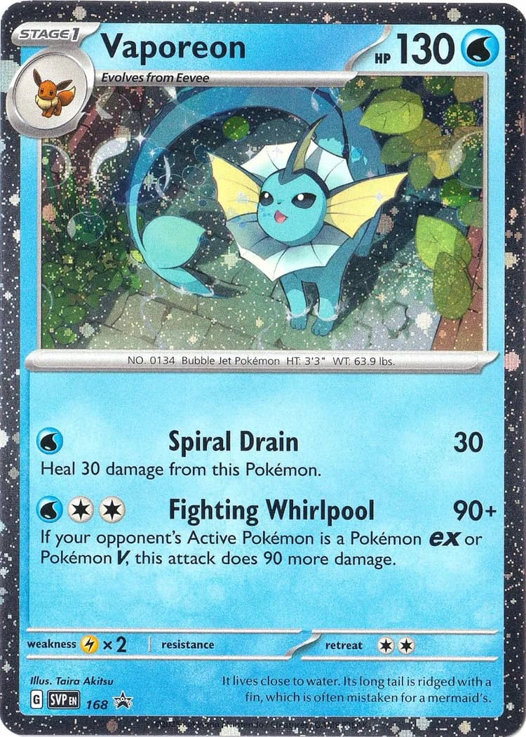 Scarlet & Violet Black Star Promos Vaporeon card front, 168