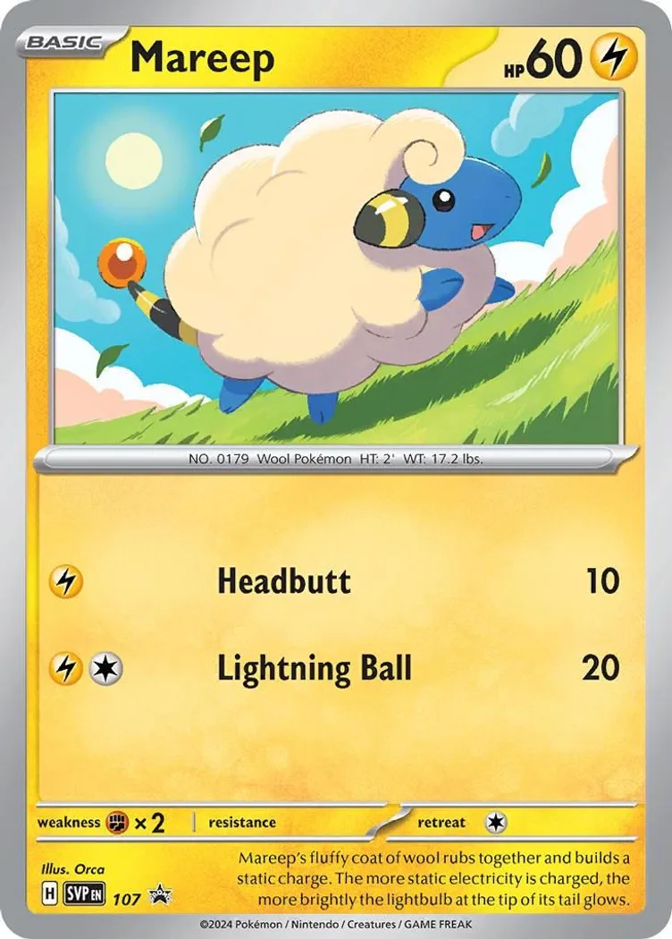Mareep card front, Scarlet & Violet Black Star Promos 107