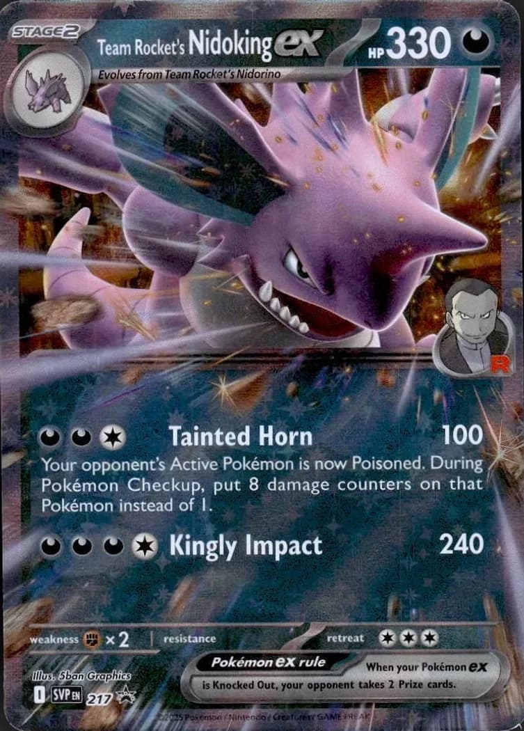 Team Rocket's Nidoking ex card front, Scarlet & Violet Black Star Promos 217