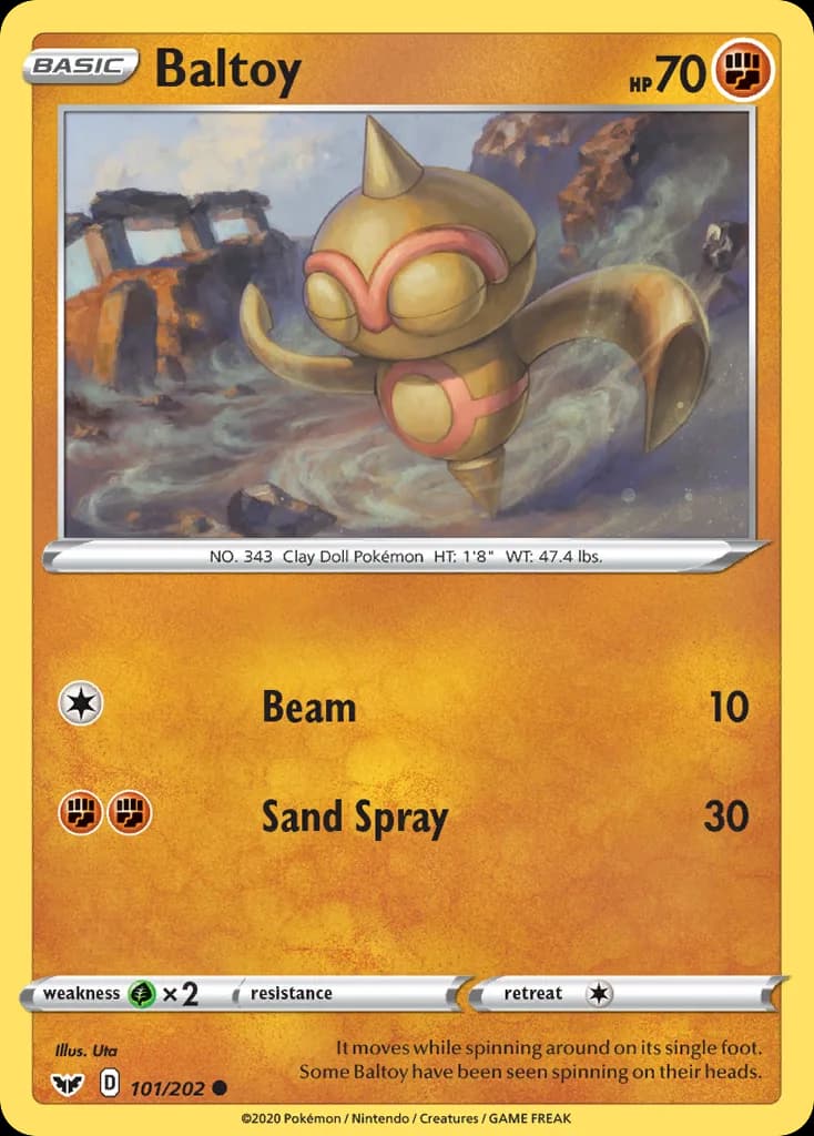 Sword & Shield Baltoy card front, 101/202