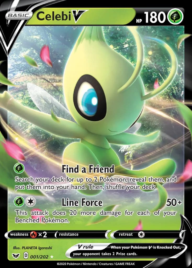 Celebi V card front, Sword & Shield 1/202