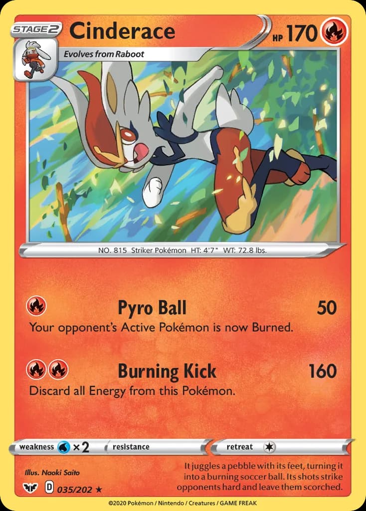 Sword & Shield Cinderace card front, 35/202