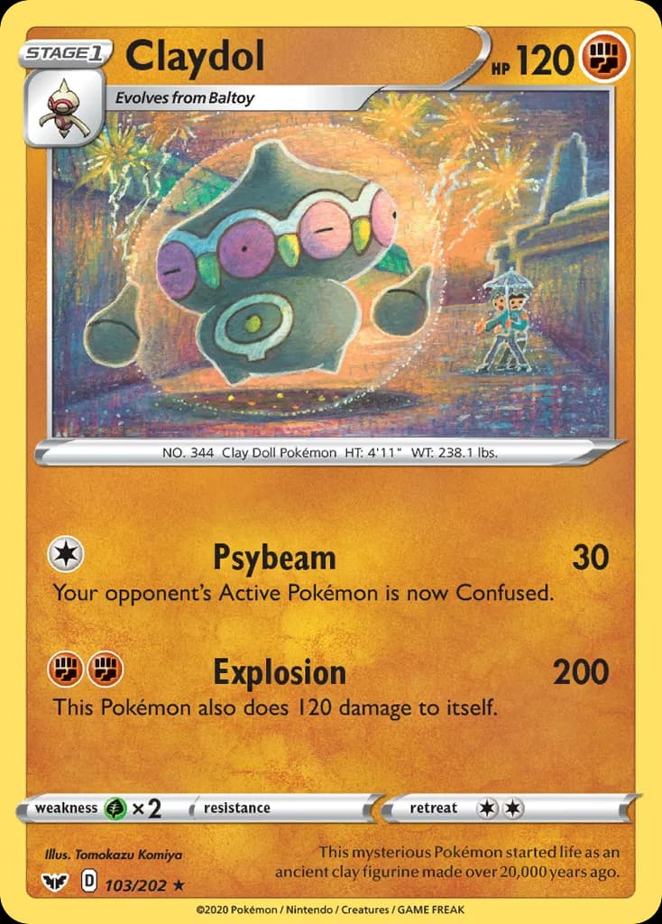 Sword & Shield Claydol card front, 103/202