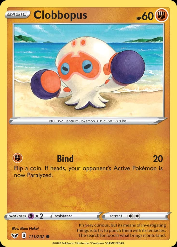 Sword & Shield Clobbopus card front, 111/202