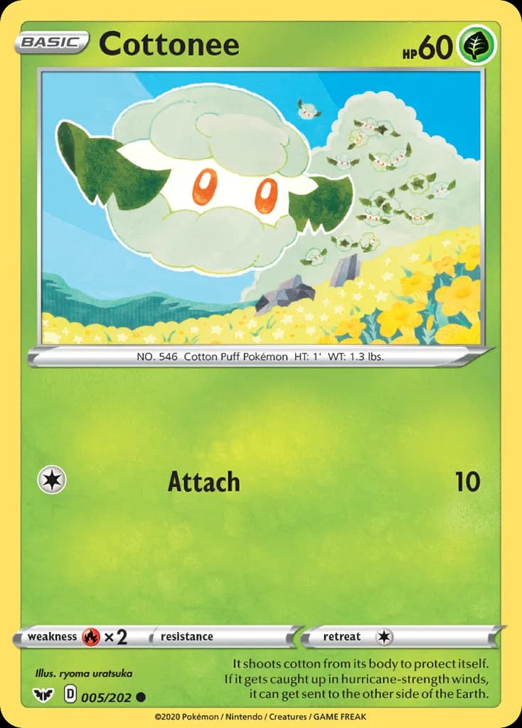 Sword & Shield Cottonee card front, 5/202