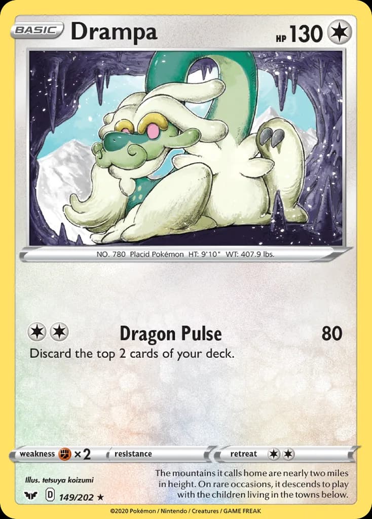 Sword & Shield Drampa card front, 149/202