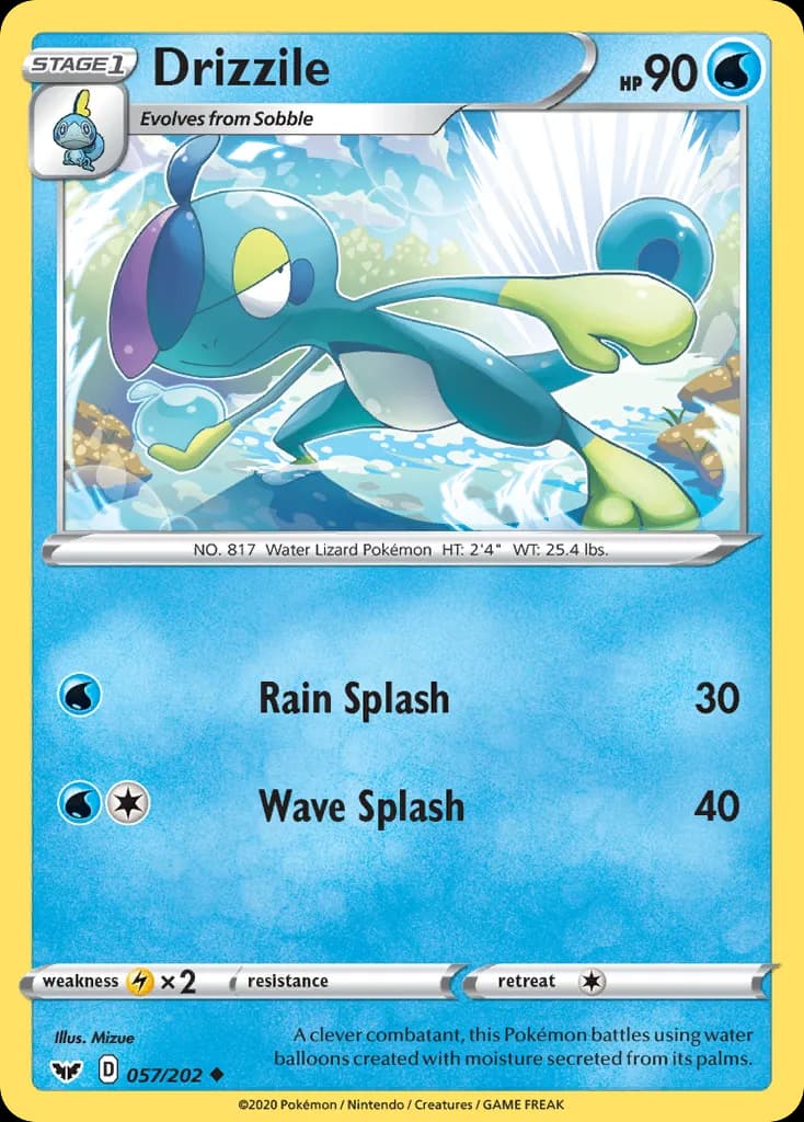 Sword & Shield Drizzile card front, 57/202