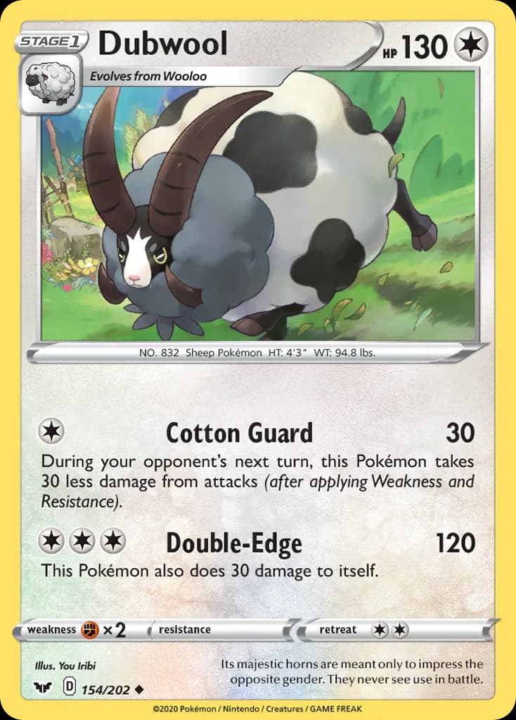 Sword & Shield Dubwool card front, 154/202