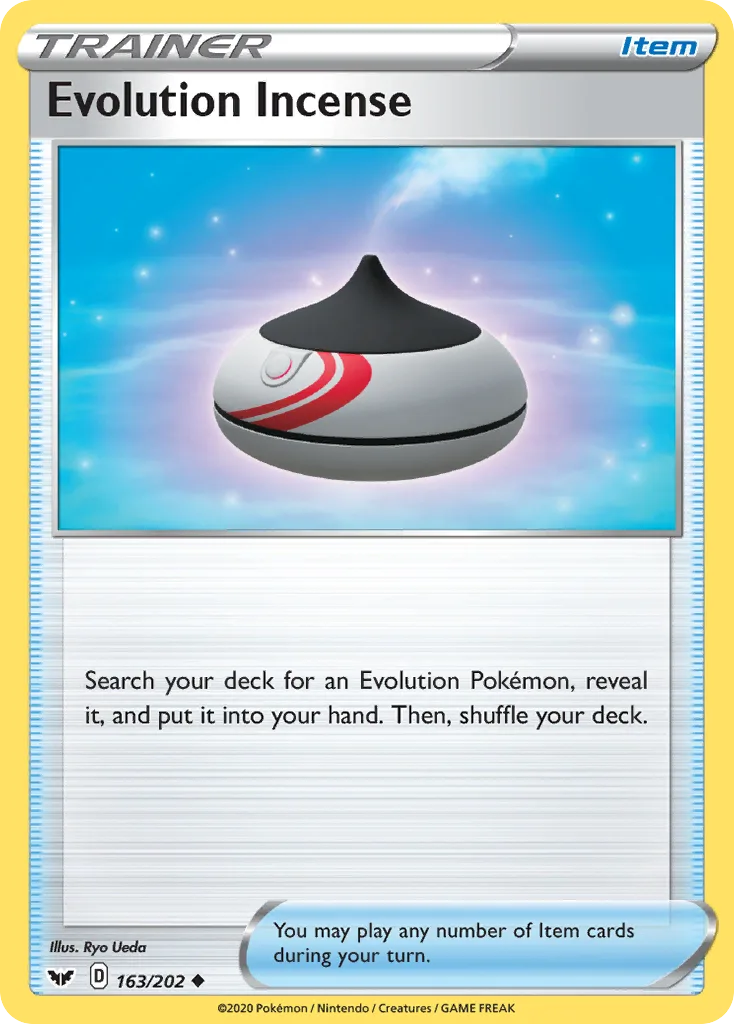 Sword & Shield Evolution Incense card front, 163/202