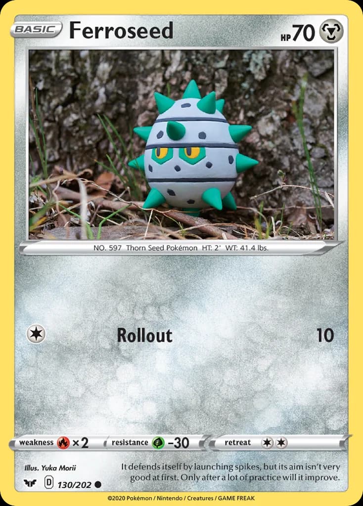 Sword & Shield Ferroseed card front, 130/202