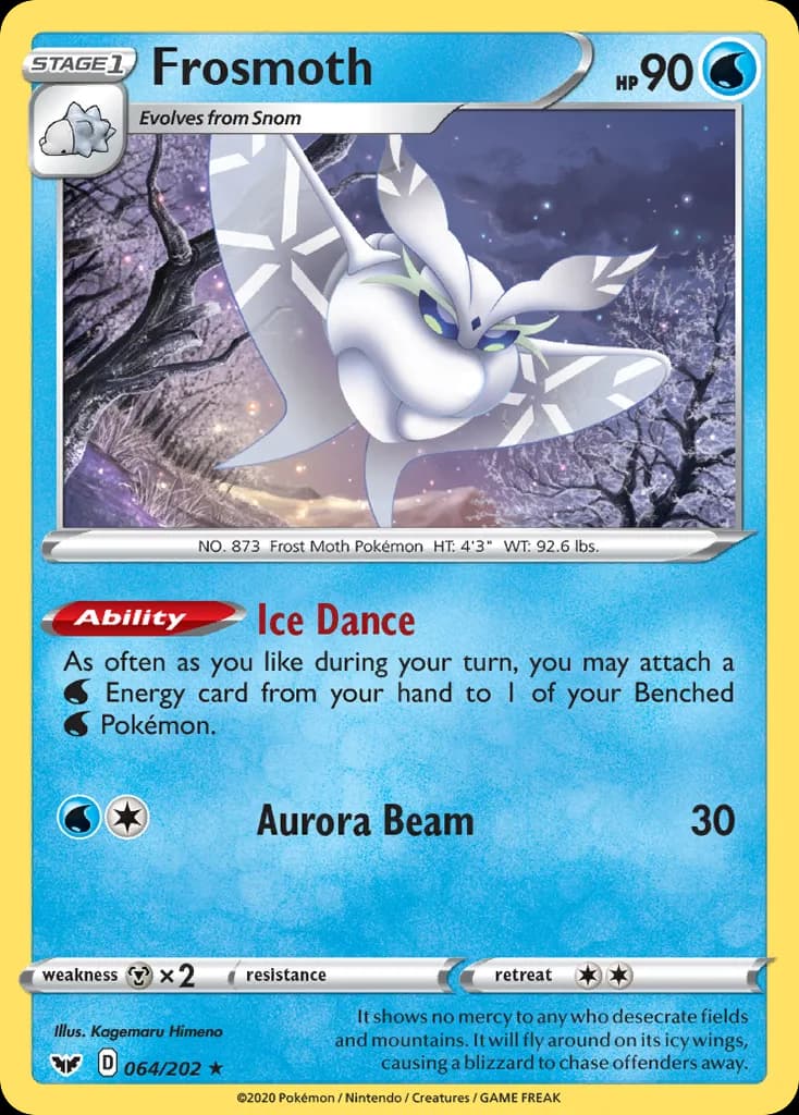Sword & Shield Frosmoth card front, 64/202
