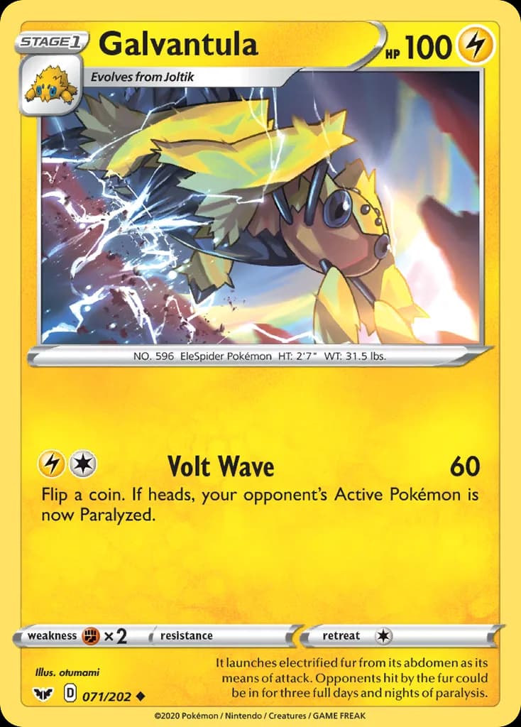Sword & Shield Galvantula card front, 71/202