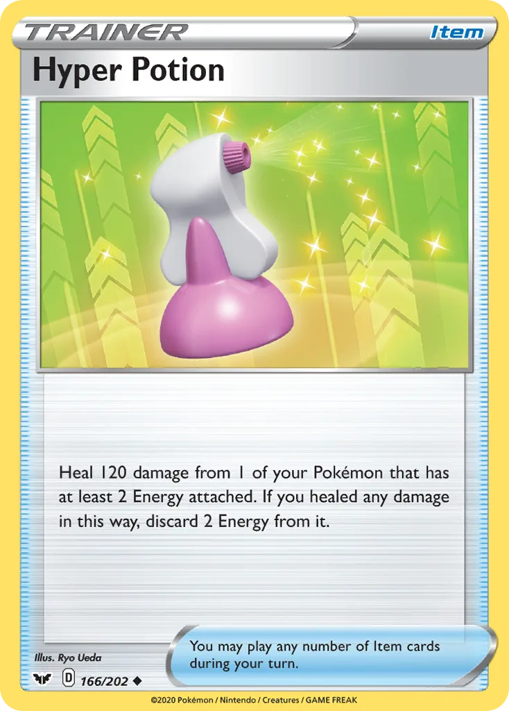 Sword & Shield Hyper Potion card front, 166/202